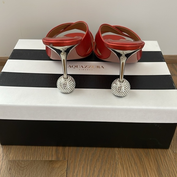 Aquazzura Yes Darling Mule Heel in Red - Picture 4 of 6